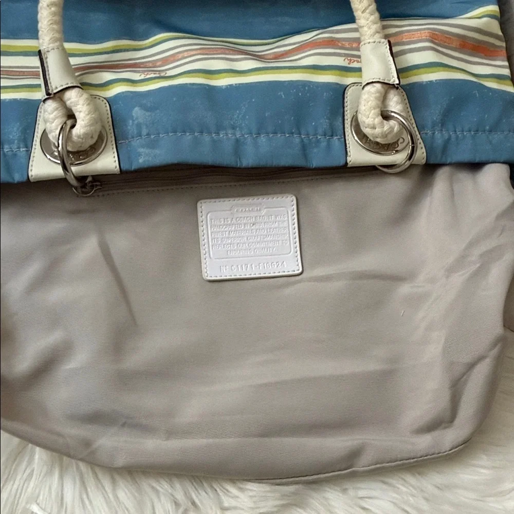 Coach Multicolor Striped Tote Bag